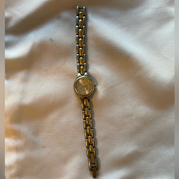 Tinker Bell Disney Watch 2 Tone Gold Silver Crystal Accent Adjustable Peter Pan - Picture 3 of 9